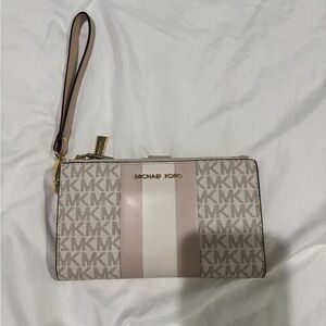 Michael Kors Beige and Pink Wristlet